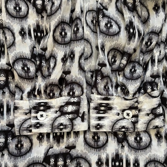 MAEVE by Anthropologie Long Sleeve Button Down Blouse Black and White Size 6 - Picture 7 of 10